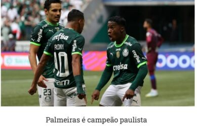 Palmeiras vence o Água Santa por 4×0 e levanta a taça de Campeão Paulista 2023