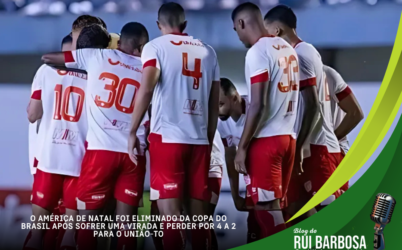 O América de Natal foi eliminado da Copa do Brasil após sofrer uma virada e perder por 4 a 2 para o União-TO