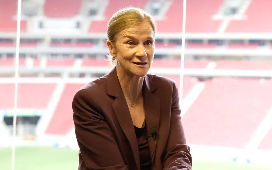Jill Ellis durante entrevista ao Lance!, na Arena BRB - Mané Garrincha, em Brasília